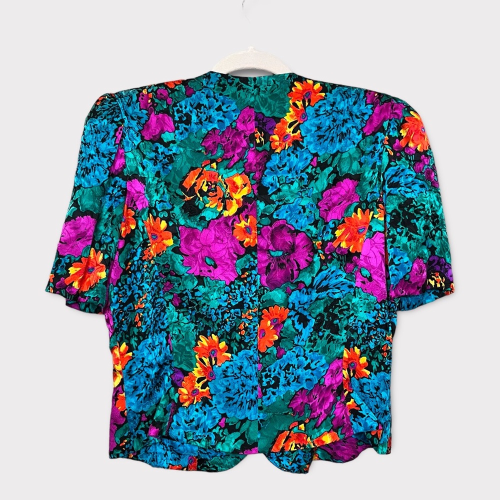 Adrianna Papell Skirt Set Size 12 Silk Floral Business Suit Vintage 80s 90s - Picture 6 of 13